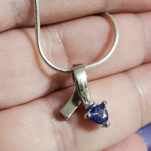 Sale AZURITE SLIDE CHARM with snake chain STERLING SILVER VINTAGE EXCELLENT